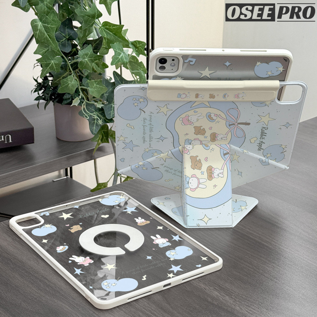 Osee Pro เคส iPad การป้องกันรอบด้าน 720° หมุน 3-in-1 แม่เหล็กที่ถอดออกได้สําหรับ iPad Air M2/M3/M4 11 นิ้ว M4/M5 Pro 13 11 นิ้ว Air 13 ไอแพด รุ่นที่ 7 8 9 รุ่นที่ 10th 11th gen A16 mini 6 มินิ 7 A17 Pro เคสป้องกันขาตั้งแม่เหล็กเพิ่มความสูง