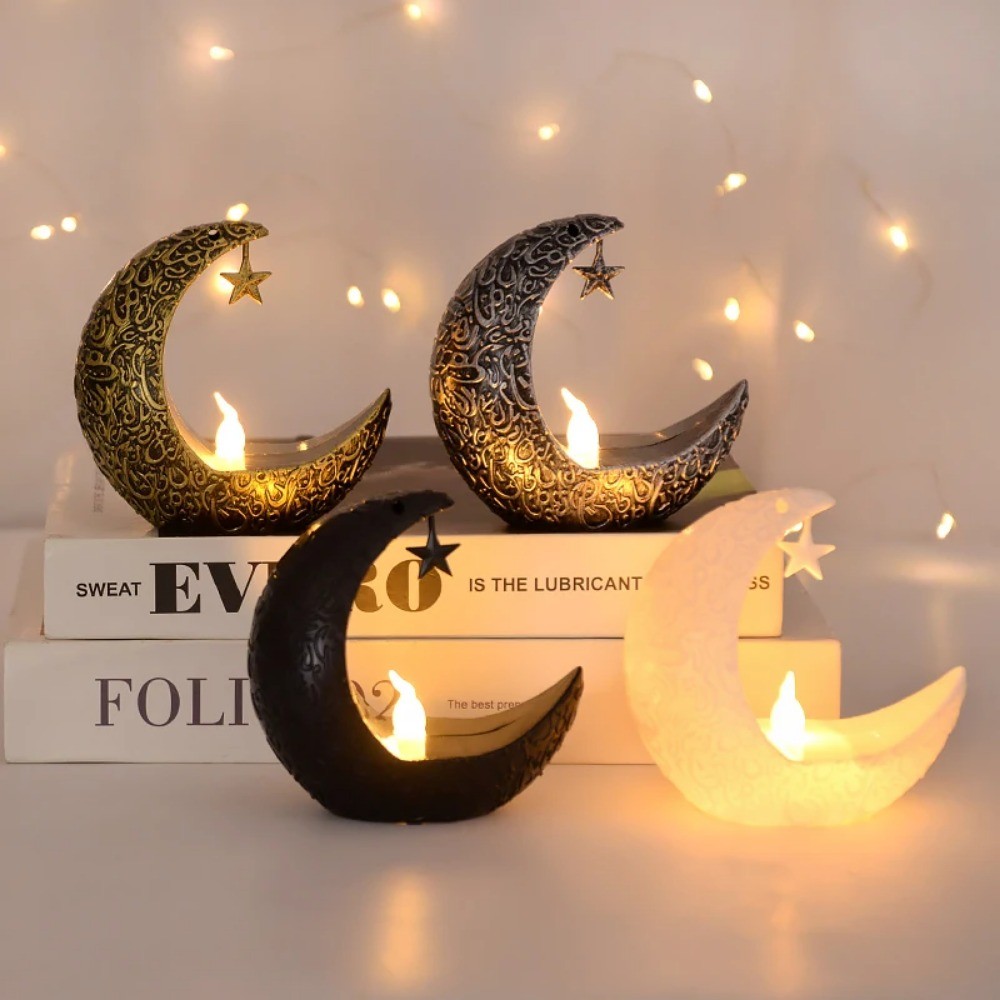 2026 ใหม่ Ramadan Eid Mubarak โคมไฟ LED ทองสีดําแขวนเทียนอิสลามมุสลิม Party Supplies สําหรับโต๊ะ Star Moon Decor