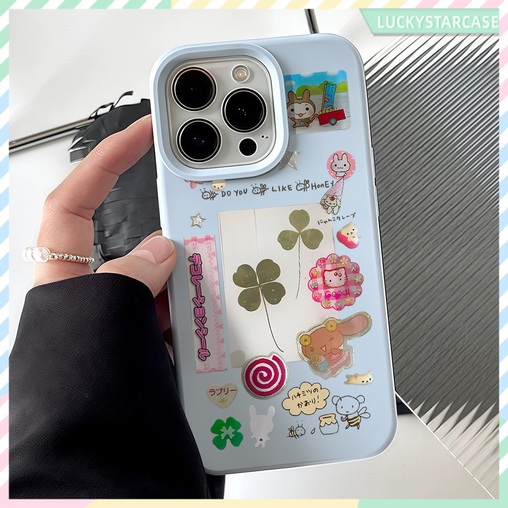 เคสไอโฟน For iPhone 11 17 16 15 12 13 14 15 Pro Max XR X XS Max 7 8 16 Plus เคสมือถือ สีพื้น การ์ตูนโคลเวอร์โชคดี Case ราคา ถูกที่สุด ดีลบีเคเค แกลเลอรีภาพที่ 3