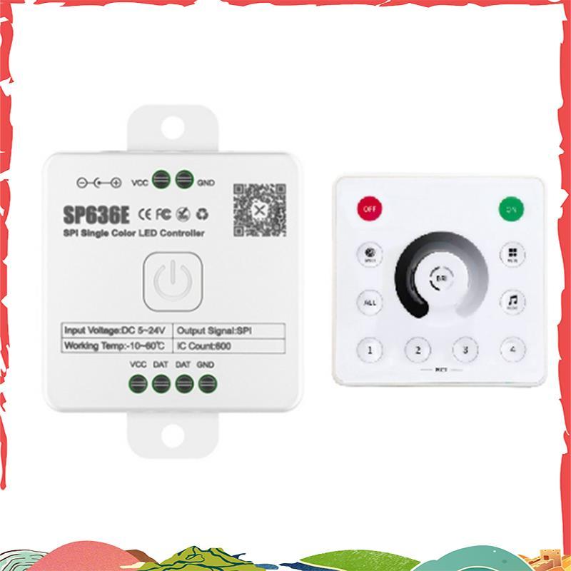 AND-SP636E SPI DC5-24v คอนโทรลเลอร์ขาวดําพร้อมรีโมทคอนโทรล AND-RC1 รองรับรีโมทคอนโทรลสัมผัส 2.4G