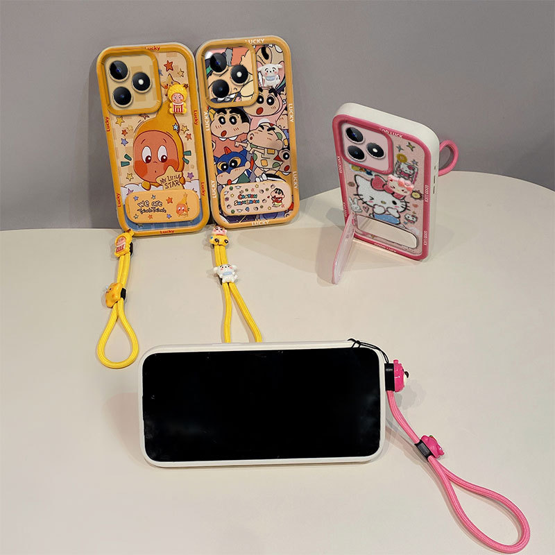 เคส For Realme C53 / C51 TPU เคส TYJGSZJ1 กรณีโทรศัพท์ตุ๊กตา 3D พร้อมขาตั้งโทรศัพท์และเชือกมือ