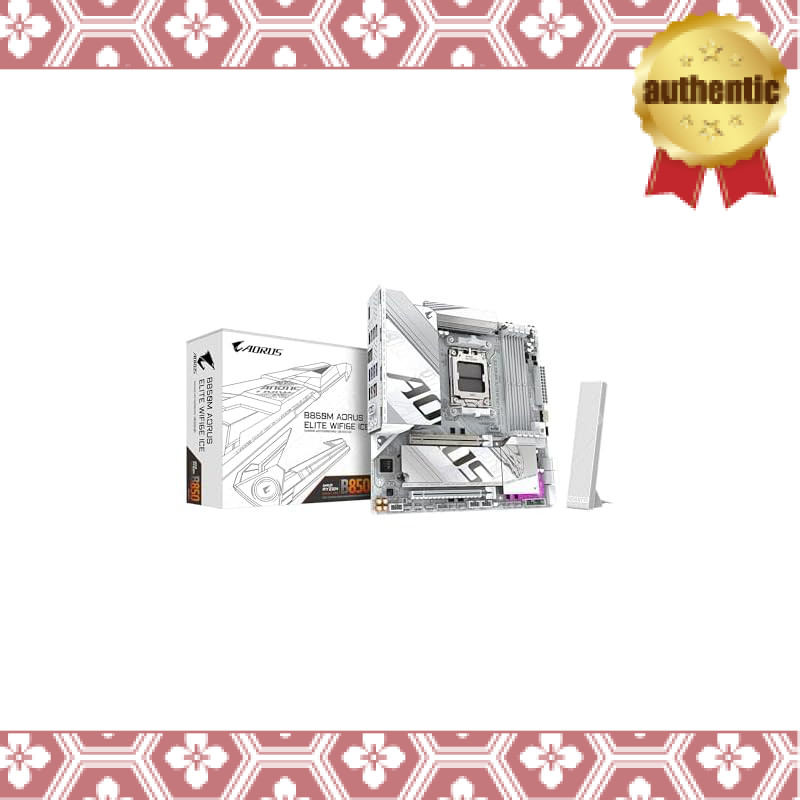 GIGABYTE B850M AORUS ELITE WIFI6E ICE - White MicroATX High-End Gaming Motherboard for AMD Ryzen MB6