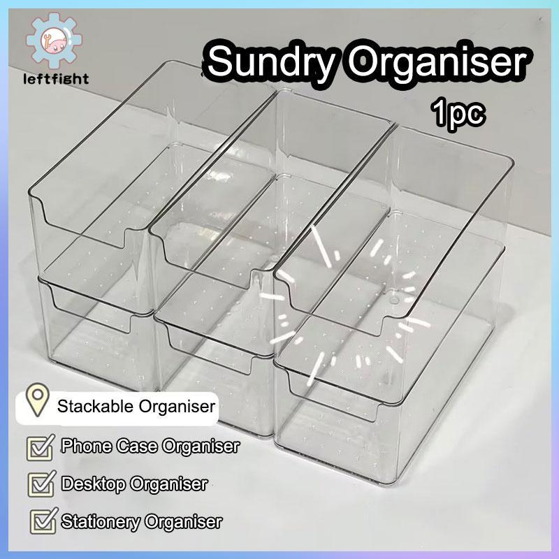 ซ้าย กล่องเก็บของโปร่งใสในครัวเรือนกล่องยาวขนาดกลาง 1 ชิ้นเดสก์ท็อปพลาสติก Organiser GHT