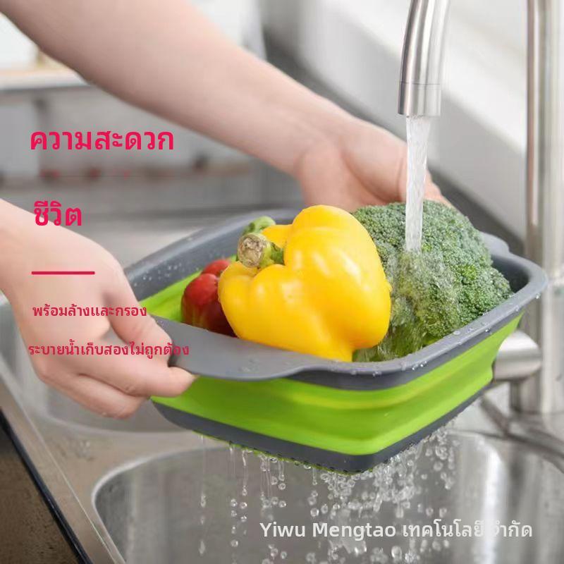 ตะกร้าล้างผ้าพับได้ ซิลิโคน แบบสี่เหลี่ยมผืนผ้า ขนาดเล็ก 18.5x24 ซม. และใหญ่ 22x29 ซม.