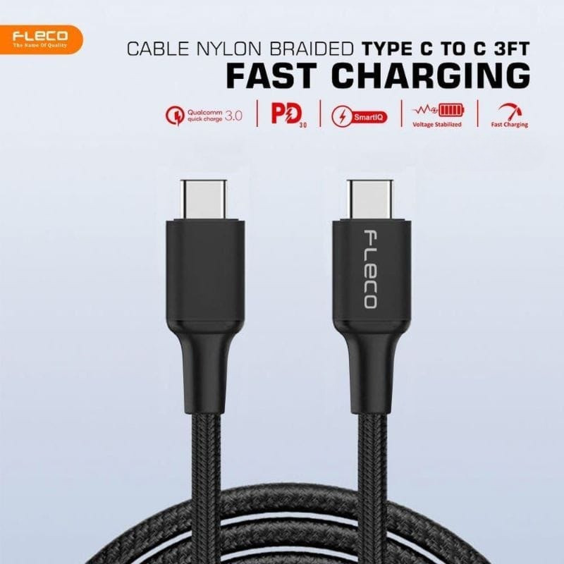 Fleco F-26 TYPE-C TO TYPE-C Data Cable Fleco F26 TYPE-C TO TYPE-C สายชาร์จ Fleco F-26 USB TYPE C ถึง