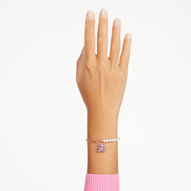 SWAROVSKI สร้อยข้อมือเพื่อผู้หญิง สีชมพูประดับตุ๊กตาหมี และเพชรเงินแท้ ส925 (พร้อมกล่อง) ราคา ถูกที่สุด ดีลบีเคเค แกลเลอรีภาพที่ 2