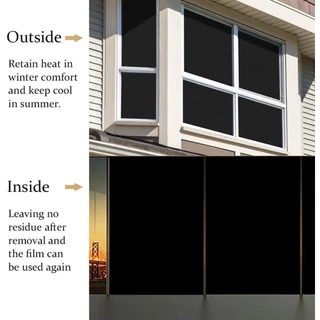Blackout Window Film ความเป็นส่วนตัว,Blackout Film100% Total Light Blocking self กาว Blackout สติกเกอร์,ฟิล์มหน้าต่างสีดํา Frosted สําหรับกระจกหน้าต่างและประตู