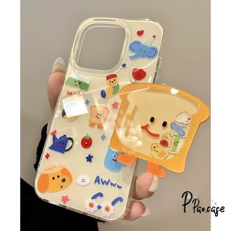 เคสไอโฟน17 16 15เคส IMD Soft TPU ขนมปังสติกเกอร์น่ารัก สำหรับ IPhone 17 13 11 Air 15 12 14 16 Pro Max 15 14 16 Plus