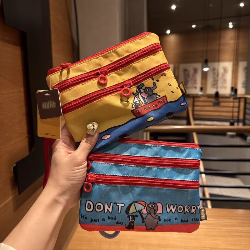 Nbht กระเป๋าเก็บหนังสือเดินทางซิปสามชั้นเปลี่ยนหูฟังกระเป๋าเอกสารแบบพกพา