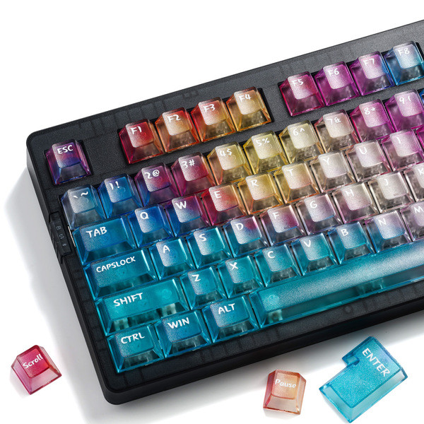 คีย์แคปไทย keycap คีย์แคป X XVX สีสัน Keycap Afterglow สีสันไล่ระดับสีห้าด้านโปร่งใสโรงงานเดิม PC บว