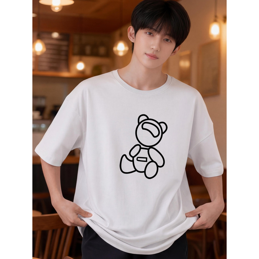 2W084 [AIYOU] Lelaki Baju T เสื้อผู้ชาย Tshirt Tops สไตล์เกาหลีเสื้อยืดขนาดบวกเสื้อผ้าผู้ชายรอบคอ Ov