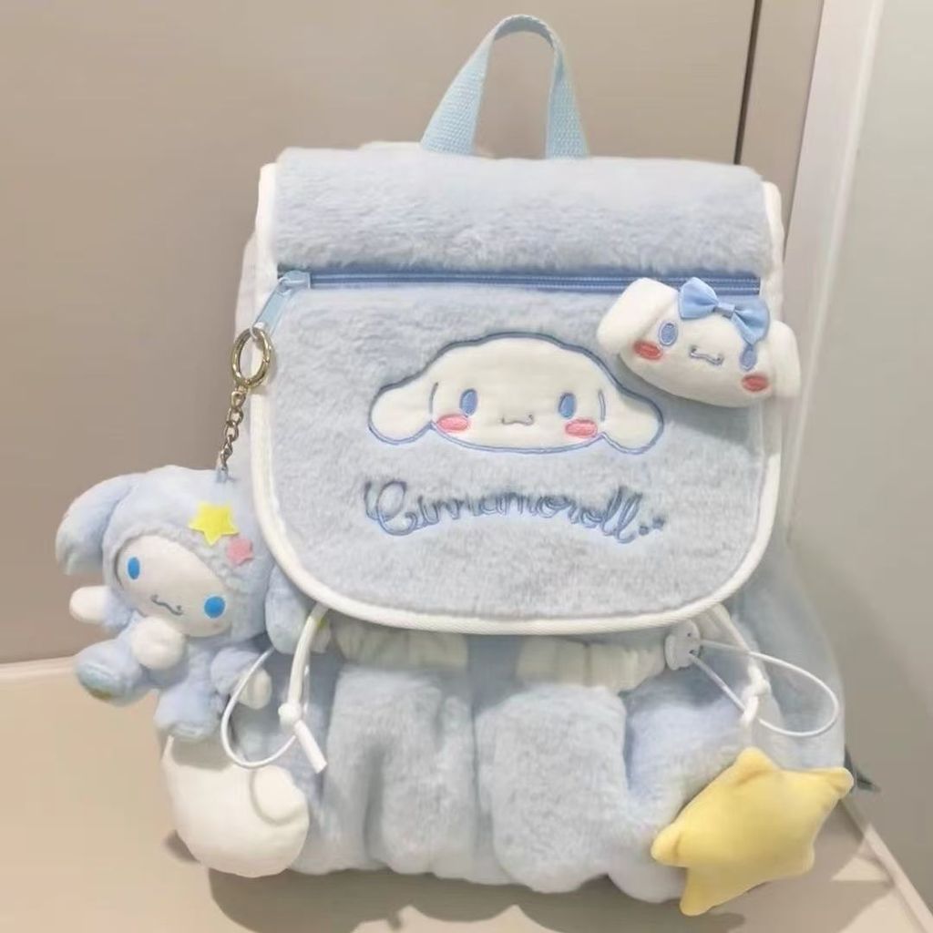 Cinnamoroll ตุ๊กตาหูโตเหมียวและสุนัขพริกไทย ขนาดใหญ่ พร้อมกระเป๋าเป้สะพายหลังสำหรับนักเรียน