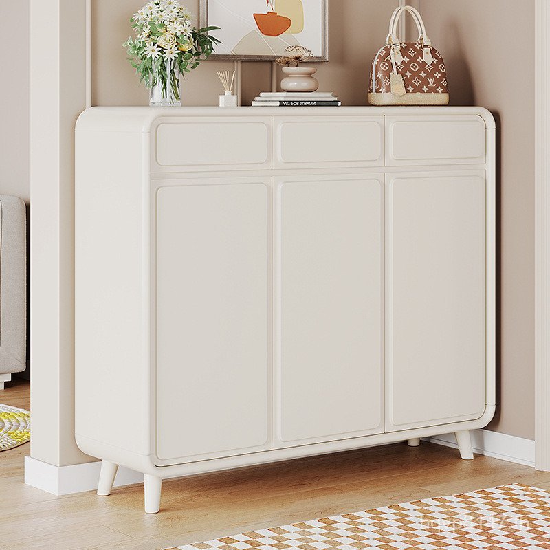 ตู้รองเท้า Duct Full Household Cream sm5602#玄三门简约白色入户鞋柜实木两现代 เอสเจบีเค