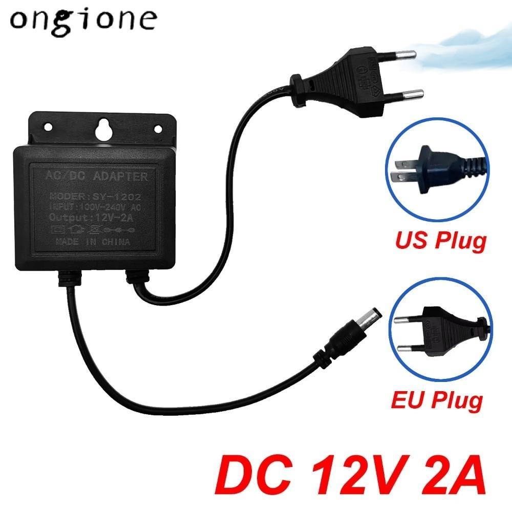 ONGIONE อะแดปเตอร์แหล่งจ่ายไฟกล้อง, DC12V 2A EU Plug Power Adapter, Professional กันน้ํา AC100V-240V อินพุตสีดํากล้อง Charger AHD ระบบกล้อง