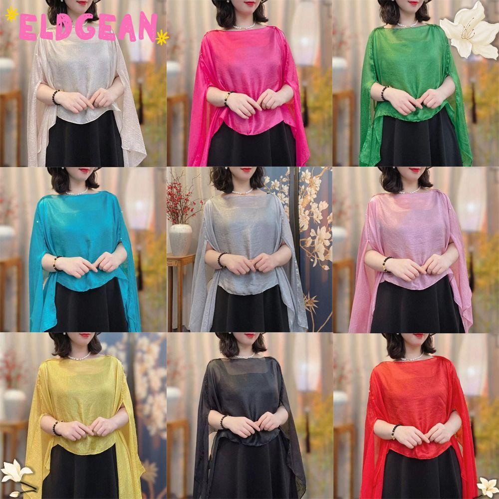 ELDGEAN ผู้หญิงผ้าคลุมไหล่ ชีฟองสีบริสุทธิ์ชุดราตรี เสื้อคลุมแฟชั่นผ้าพันคอ