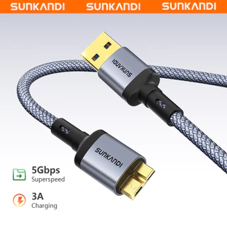 SUNKANDI 5Gbps USB 3.0 ถึง Micro B สายเคเบิลฮาร์ดไดรฟ์สําหรับฮาร์ดไดรฟ์ภายนอกแล็ปท็อปกล้องทีวี