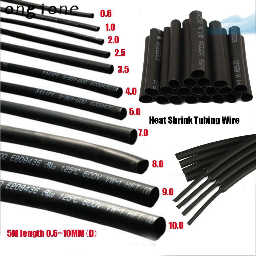 ONGIONE 5M ความร้อนหด Tube Assortment Kit Dia 0.6-10 มม. สีดําสีท่อลวด