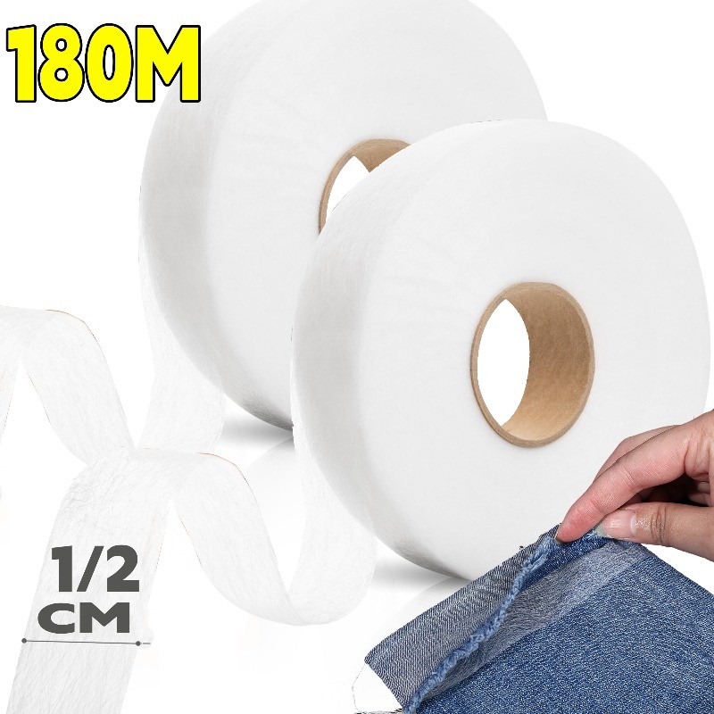 1/2/3ม้วนNonทอFusible Hemเทปสองด้าน,1ซม./2ซม.ความกว้างเสื้อผ้ากาวสําหรับMhemming/ผ้าม่าน,ล้างทําความสะอาดได้แถบพันธะ
