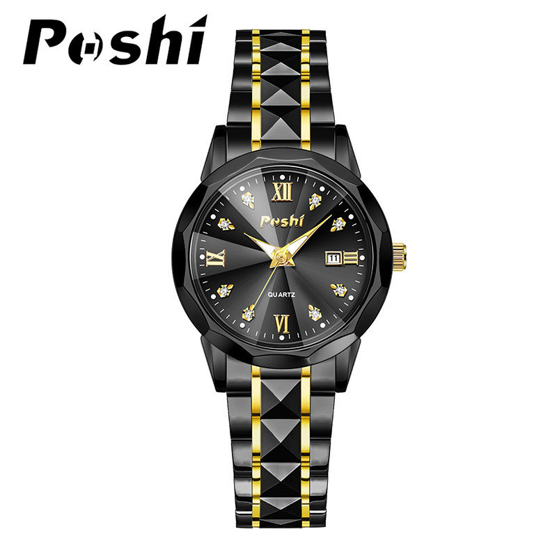 POSHI Quartz นาฬิกาผู้หญิง แสงสว่างและออกแบบเหมือนเพชร จัดส่งรวดเร็w
