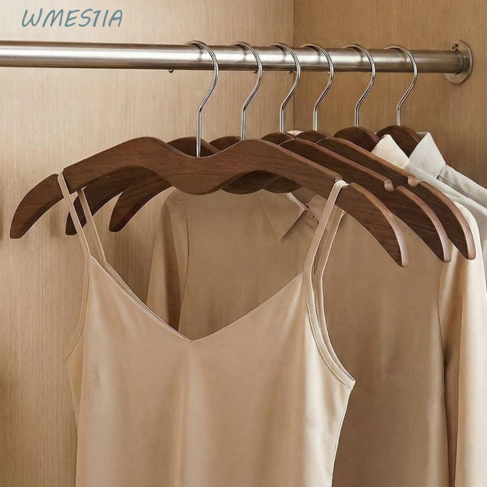 WMES1IA ไม้แขวนเสื้อคอสั้นไม้ 2 ชิ้น, อุปกรณ์ป้องกันไหล่ Heavy-Duty ราวตากผ้า, ไม้แขวนเสื้อกันลื่นปร