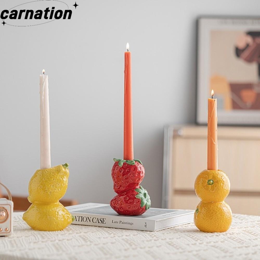 CARNATION เชิงเทียนผลไม้, เครื่องประดับโต๊ะสไตล์ที่ไม่ซ้ํากันผลไม้ตุ๊กตาแจกัน, สีส้มมะนาวเซรามิคเทียน Rack โต๊ะตกแต่ง