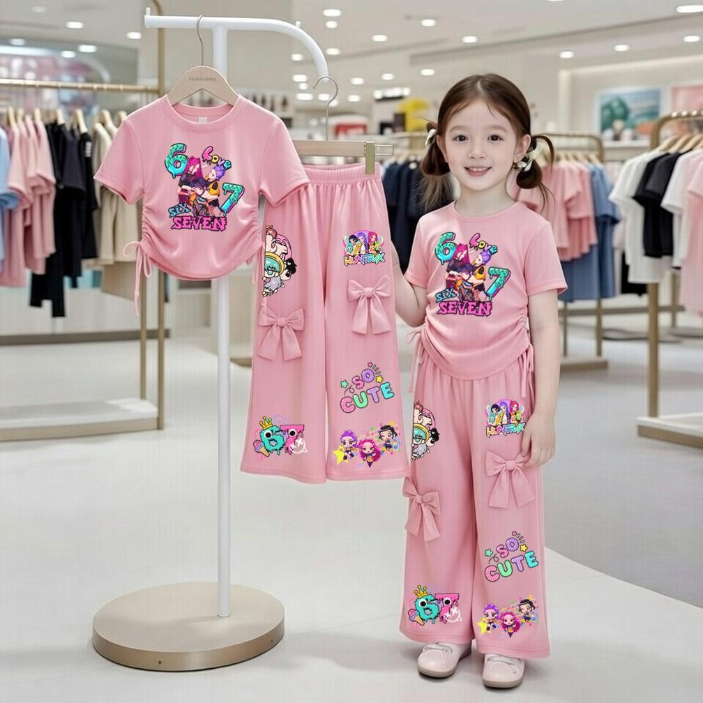 ชุดเซ็ทเด็ก ลายสุดฮิตsoda pop 67  เสื้อผูกโบว์ข้าง+กางเกงแต่งโบว์ - รูปที่ 2