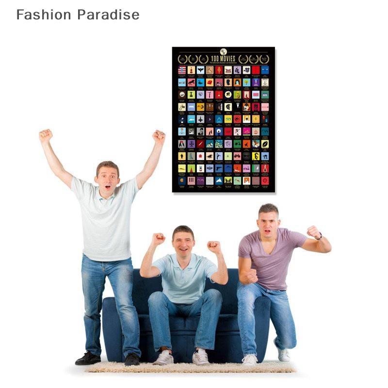 [chenyoubing] 100 Movies Scratch Off Poster 100 ภาพยนตร์ที่ต้องดูฟิล์มด้านบนของ All Time List Boutiq