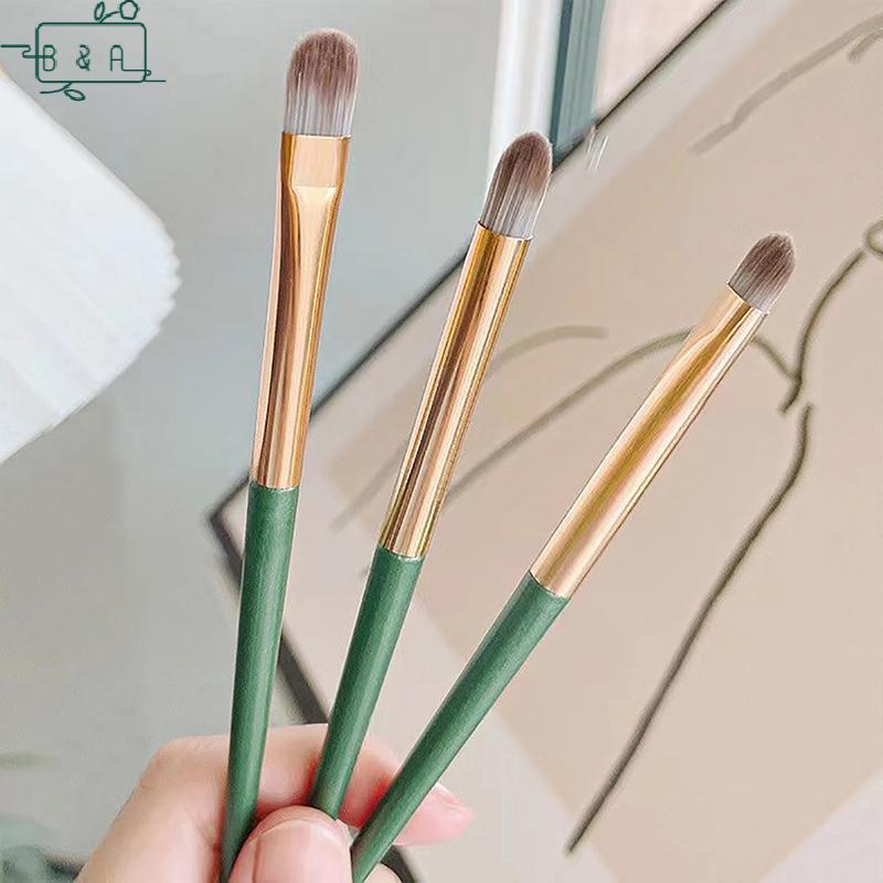 B&A 3PCS Eye Shadow Detail Brushes Blending Tool Set Cosmetic High Lying Silkworm Smudge Soft Hair B