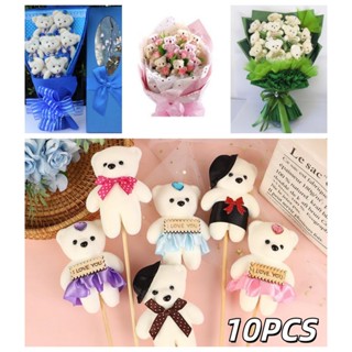 [bigdeals365] 10PCs ตุ๊กตาหมีตุ๊กตาคู่หมีช่อดอกไม้ตกแต่งแต่ง…