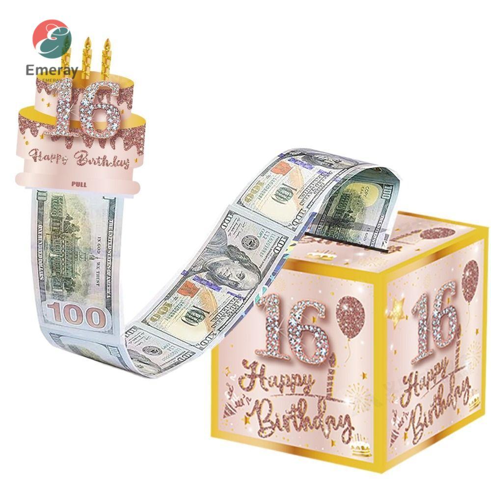 EMERAY กล่องของขวัญเงินแบบดึงออกวันเกิด,ช่อดอกไม้เงินพร้อมการ์ดกล่องของขวัญม้วนเงิน,ของขวัญ 16th/18t