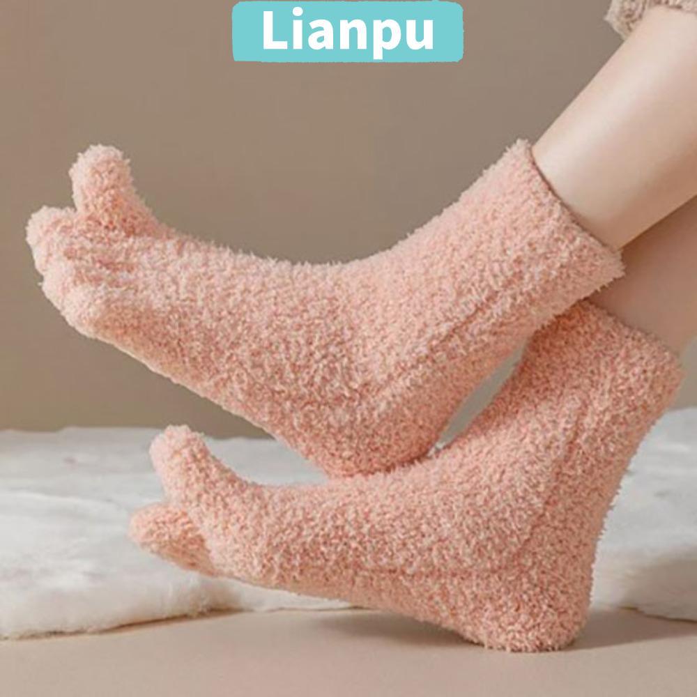 LIANPU Warm Fuzzy Five Toe Sock, Warm Thickening Soft Fluffy Cozy หนาถุงเท้าความร้อน,ทนทานนุ่มและผิว