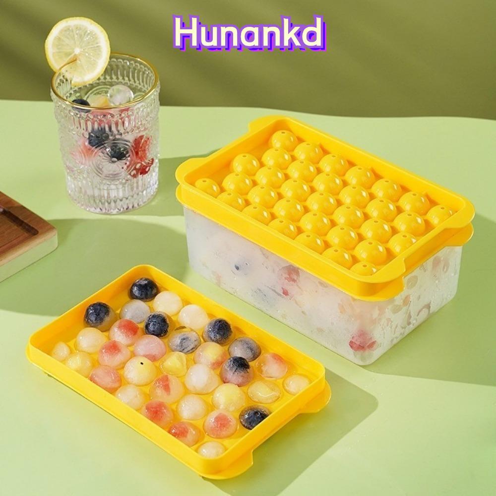 HUNAN Ice Grid Mold, Round Storage Box Ice Cube Tray, Creative with Scoop Silicone drink Sphere Mold