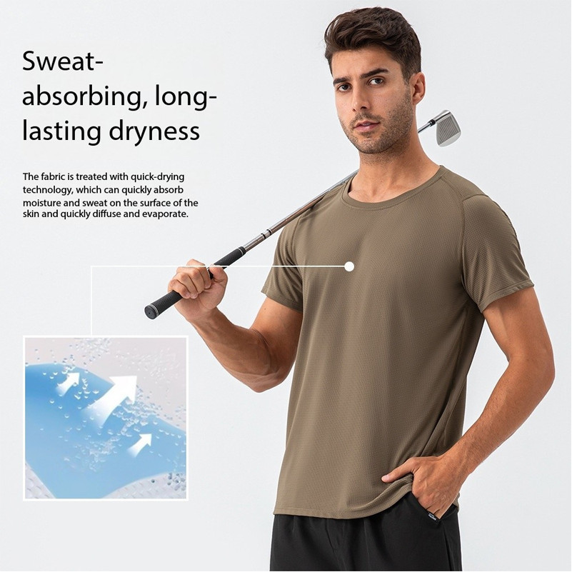 เสื้อยืดสำหรับผู้ชาย ฤดูร้อน: แห้งไวและระบายเหงื่อดี เหมาะสำหรับการออกกำลังกายกลางแจ้ง ราคา ถูกที่สุด ดีลบีเคเค แกลเลอรีภาพที่ 3