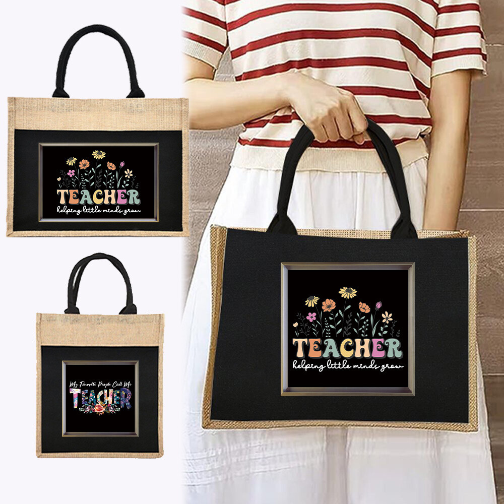 Teacher Tote Bag พิเศษสําหรับครูกระเป๋าเดินทางความจุขนาดใหญ่ที่จําเป็นสําหรับคลาสผ้าลินิน Tote Bag ส