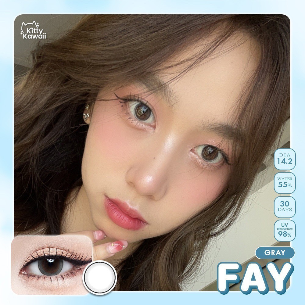 💖คอนแทคเลนส์ - รุ่น  Fay (kittykawaii) 💖Size S💖สี : Brown / Gray