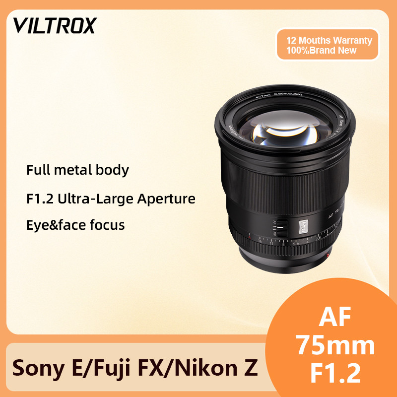 Viltrox 75mm F1.2 เลนส์กล้องไร้กระจก โฟกัสอัตโนมัติ APS-C สําหรับกล้อง Fujifilm XF Fujifilm XF Sony E Nikon Z Mount