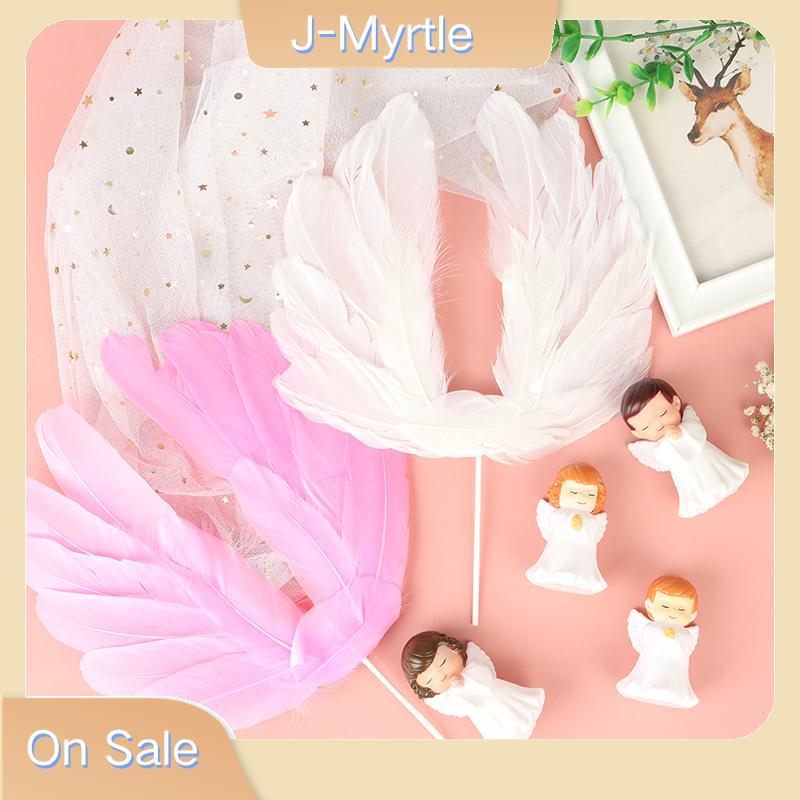 J-Myrtle Angel Feather Wing Flag เค้ก Toppers สําหรับงานแต่งงานวันเกิดเค้ก Top Decor Nice
