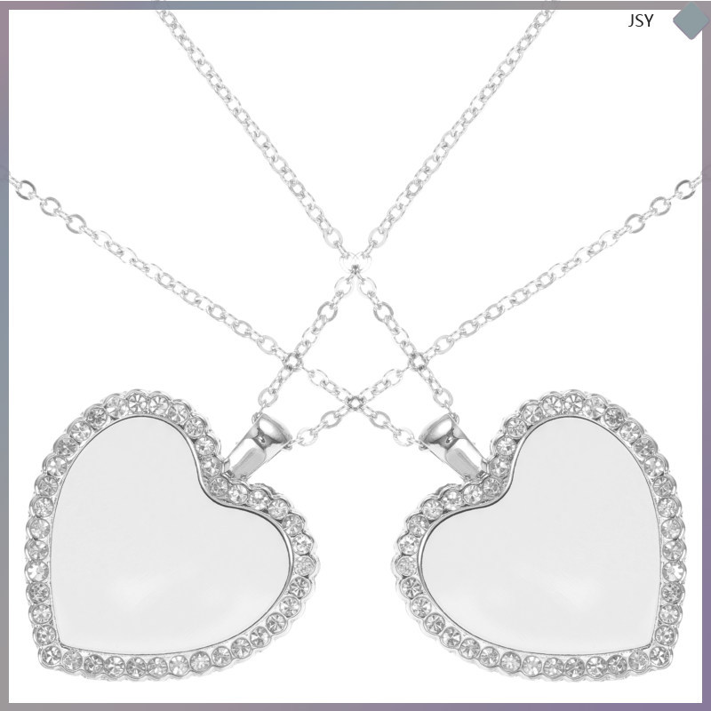 2 ชิ้นระเหิดสร้อยคอ Bezel สร้อยคอความร้อน Transfer Heart Blank Sublimation สร้อยคอ Sublimation Blank