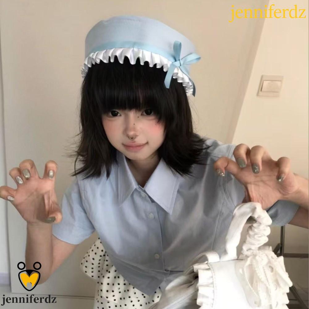 JENNIFERDZ เบอร์เรต์โบว์ สไตล์เกาหลี หมวกกะลาสีซิกแซ็ก สำหรับคอสเพลย์และใส่เล่นๆ