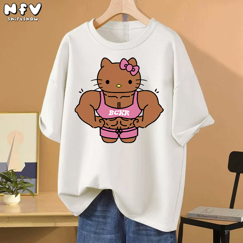 【จัดส่ง 24 ชั่วโมง】 NFV ใหม่ล่าสุด✨คอกลมแขนสั้น ทรงหลวม 100% คอตตอน ระบายอากาศ YG4292