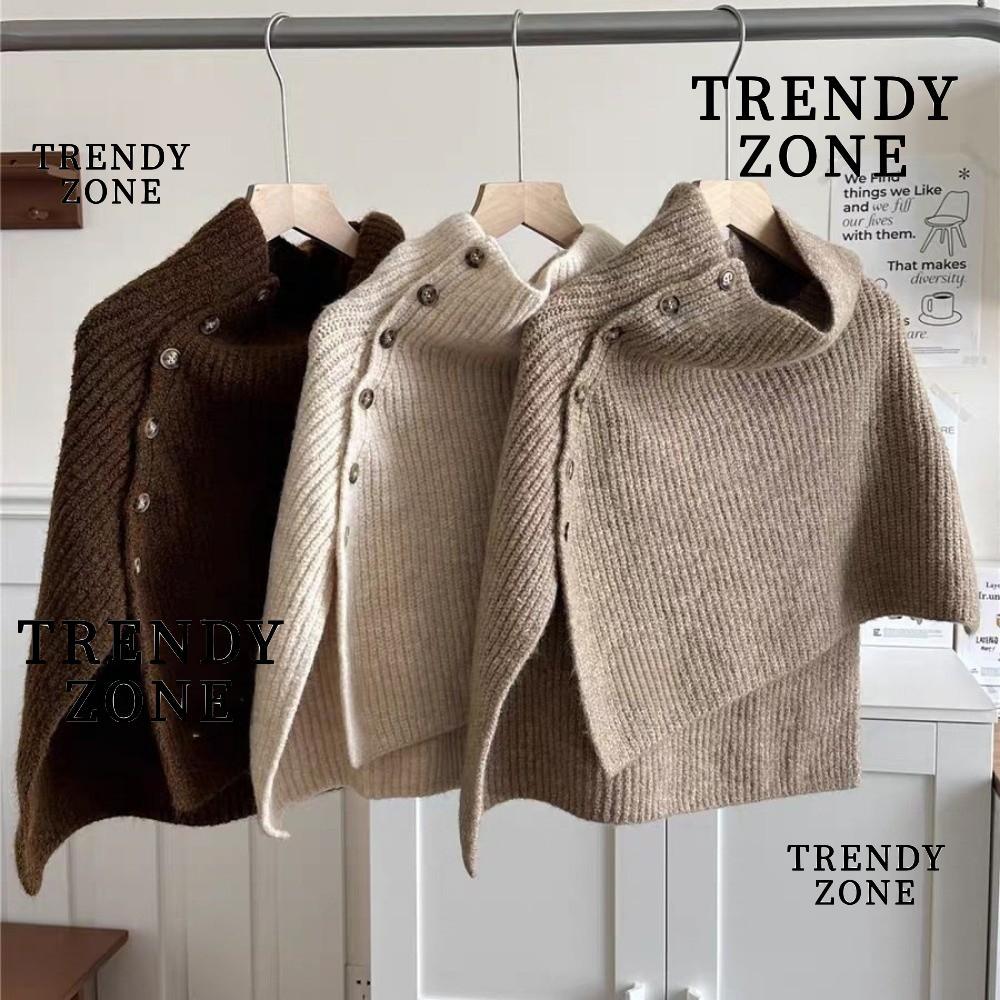 TRENDYZONE ผ้าพันคอมหาดและคลุมไหล่, ผ้าพันคอยาวแบบถักอบอุ่นพร้อมปุ่มแฟชั่น, อุปกรณ์เสื้อผ้าสำหรับฤดูหนาว