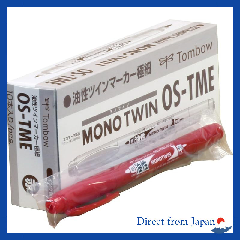 Tombow Monotwin Ultra Fine Oil-Based Pens Set of 10 - Blue, Red, Black