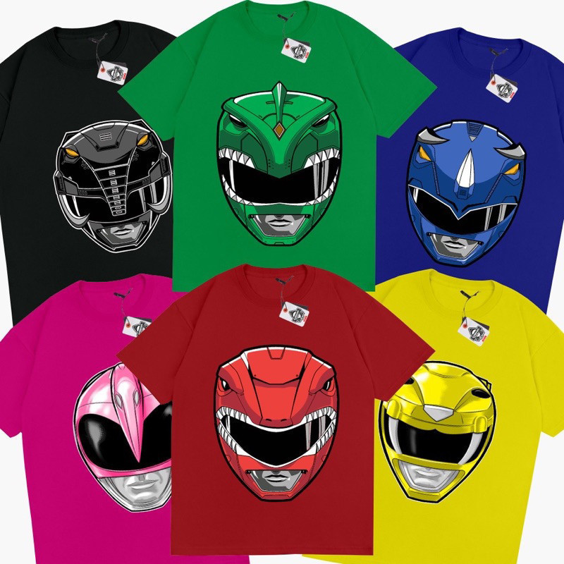 เสื้อยืดผู้ใหญ่ Power Rangers และเสื้อยืด Rangers Mighty Morphin Power