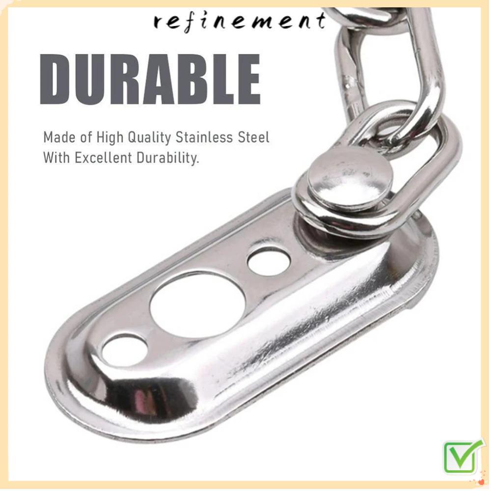 REFINEMENT Lock Guard Latch, Home Stainless Stee Security Door Chain, Anti Theft Office Silver Door 