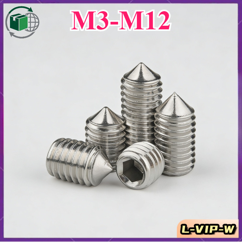 เกลียวมิล หยาบ 316 สกรู ตัวหนอน หกเหลี่ยม ปลายแหลม/M3/M4/M5/M6/M8/M10/M12 * L3-50 มม.（L-VIP-W-6）