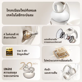 HTC NE56 หูฟังแบบคลิปออน Bluetooth แบบเปิดหูพร้อมเสียง Dolby ระดับพรีเมียม กันน้ํา หูฟังบลูทูธไร้สายพร้อมไมโครโฟน
