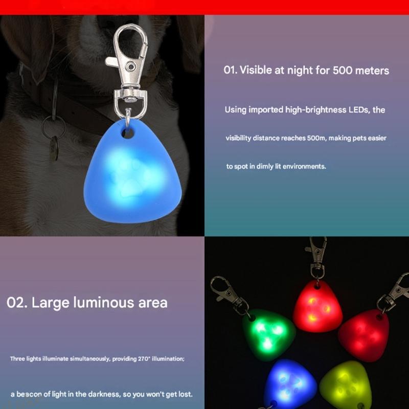 UKI ดําเนินการซิลิโคนสามเหลี่ยมไฟความปลอดภัยสําหรับสุนัขกลางคืนเดินจี้กันน้ําขยายแสง