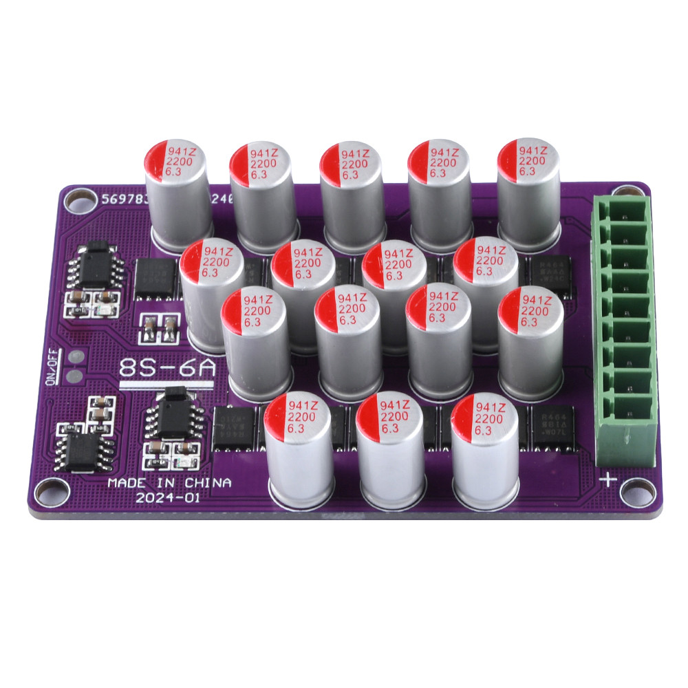 8S 6A Active Equalizer ทั้งกลุ่ม Balancer Lifepo4 แบตเตอรี่ลิเธียม Active Energy Transfer Equalization Capacitor
