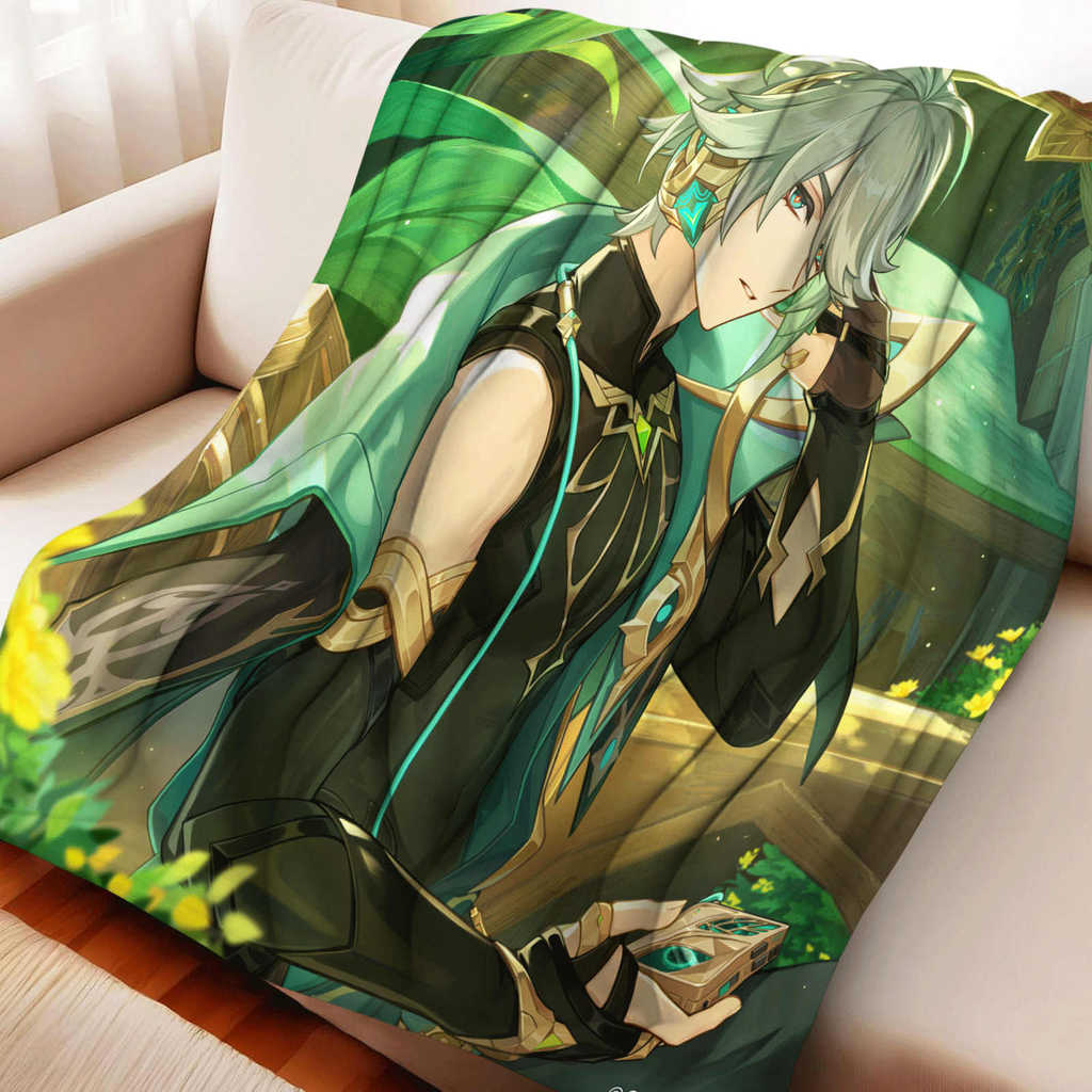 Genshin Impact ผ้าห่มสําหรับเตียงโซฟาสํานักงาน Travel Soft Warm ขนแกะสําหรับ Sleeping อ่าน Camping F