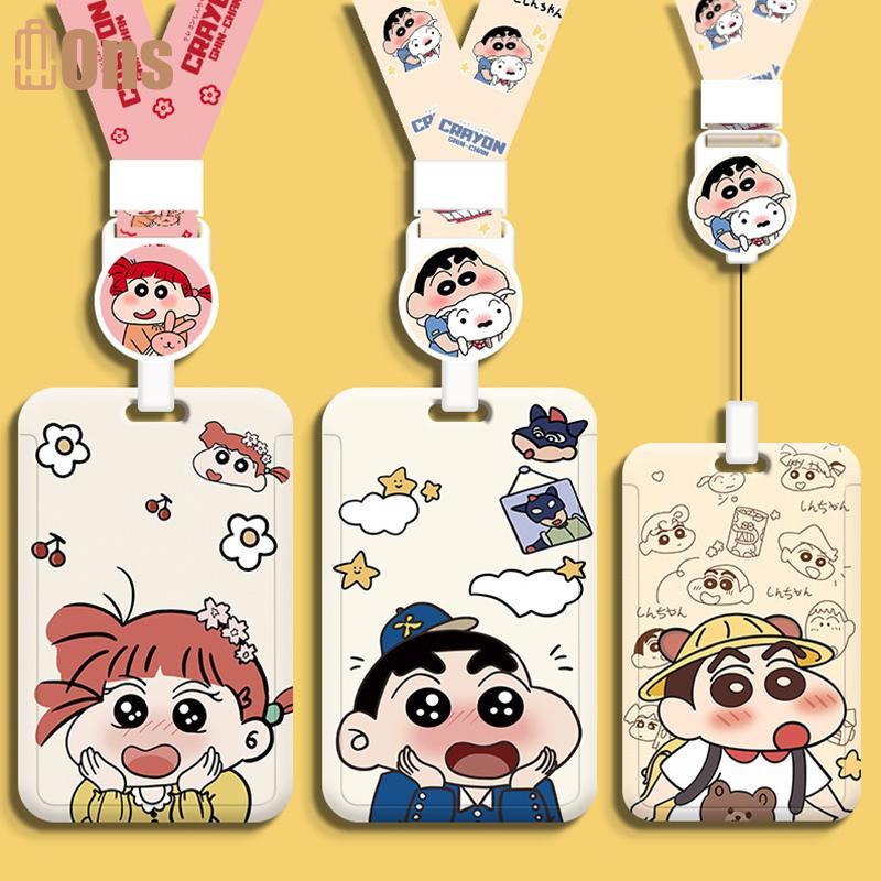 Ons การ์ตูน Crayon Shin-chan ID Badge ผู้ถือบัตร Lanyard รถบัสการ์ดนักเรียนกรณี Ne สายคล้อง Credentials Photo Protector ฝาครอบที่